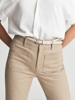 Reiss Off White Molly Mini Leather Belt -Style Trend Shop U16009s3