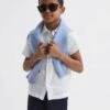 Reiss White Holiday Junior Short Sleeve Linen Shirt -Style Trend Shop U17 808s