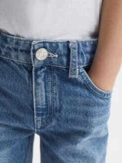 Reiss Mid Blue Quay Junior Stonewash Tapered Slim Fit Jeans -Style Trend Shop U18184s4