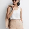 Reiss White Riley Silk Front Vest -Style Trend Shop U19 728s