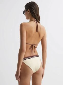 Reiss Tan Tina Printed Trim Bikini Bottoms -Style Trend Shop U24 937s5