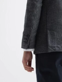 Reiss Navy/Brown Progress Junior Puppytooth Single Breasted Blazer -Style Trend Shop U30 892s4