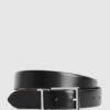 Reiss Black/Brown Ricky Reversible Leather Belt -Style Trend Shop U32 997s