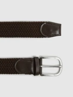 Reiss Dark Brown Elmont Woven Belt -Style Trend Shop U32996s3