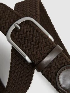 Reiss Dark Brown Elmont Woven Belt -Style Trend Shop U32996s4