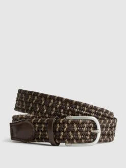 Reiss Dark Brown Elmont Woven Belt -Style Trend Shop U32996s5