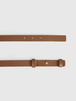 Reiss Tan Hayley Leather Square Hinge Belt -Style Trend Shop U36265s3