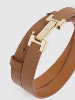 Reiss Tan Hayley Leather Square Hinge Belt -Style Trend Shop U36265s4