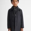 Reiss Navy Perrin Junior Mac With Zip Through Funnel Neck Insert