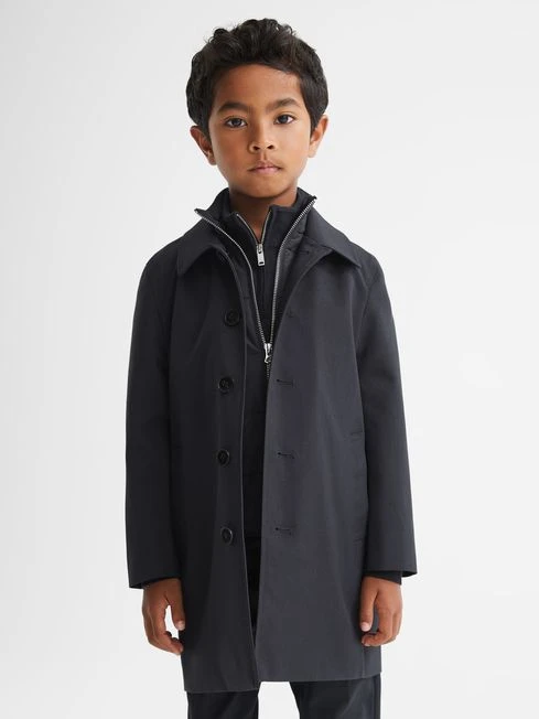 Reiss Navy Perrin Junior Mac With Zip Through Funnel Neck Insert 3 Reiss Navy Perrin Junior Mac With Zip Through Funnel Neck Insert