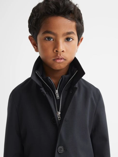 Reiss Navy Perrin Junior Mac With Zip Through Funnel Neck Insert 6 Reiss Navy Perrin Junior Mac With Zip Through Funnel Neck Insert - Image 4