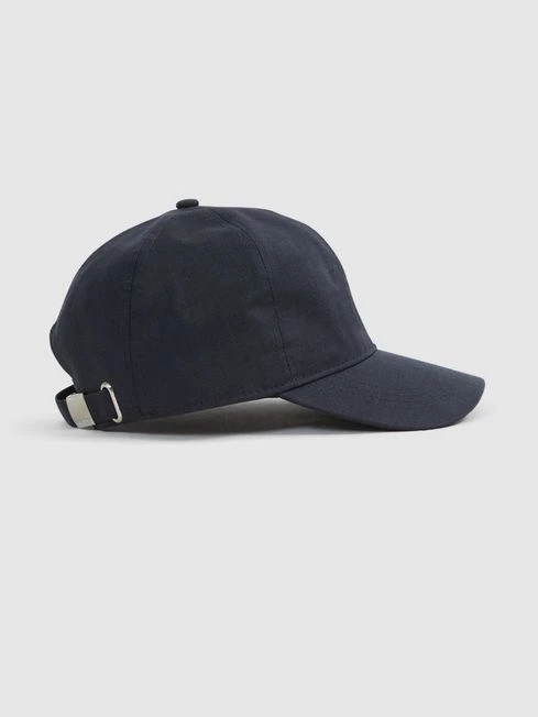Reiss Navy Fento Linen Baseball Cap 4 Reiss Navy Fento Linen Baseball Cap - Image 2