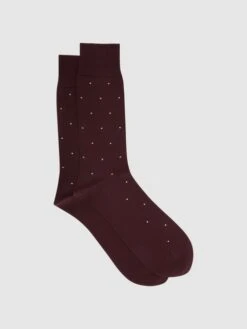 Reiss Bordeaux Mario Spot Polka Dot Socks