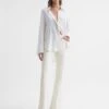 Reiss Cream Florence Petite High Rise Flared Trousers -Style Trend Shop U53 548s