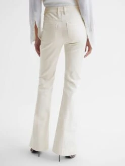 Reiss Cream Florence Petite High Rise Flared Trousers -Style Trend Shop U53 548s5