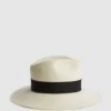 Reiss White Arabella Straw Hat -Style Trend Shop U56 876s