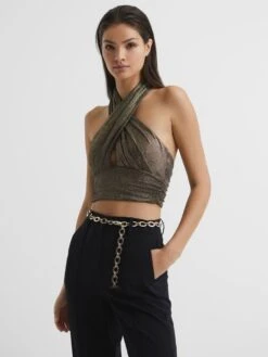 Reiss Gold Camilla Oval Chain Belt