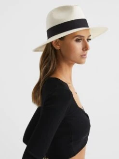 Reiss White Arabella Straw Hat -Style Trend Shop U56876s2