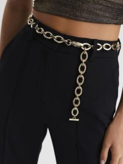 Reiss Gold Camilla Oval Chain Belt -Style Trend Shop U56877s4