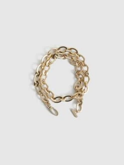 Reiss Gold Camilla Oval Chain Belt -Style Trend Shop U56877s8