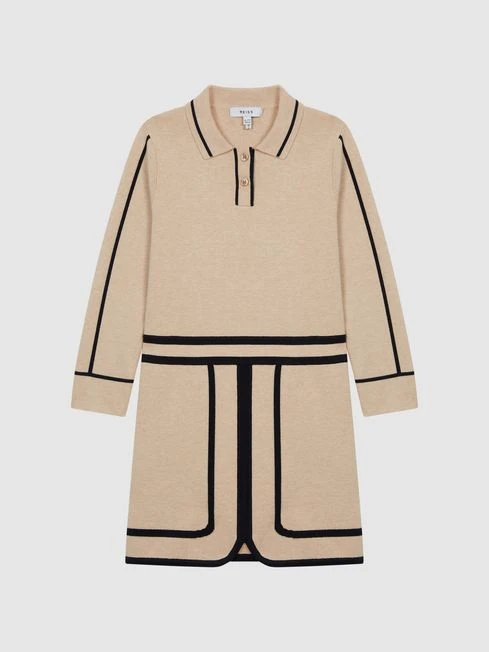 Reiss Camel Layla Junior Knitted Mini Dress 4 Reiss Camel Layla Junior Knitted Mini Dress - Image 2