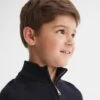 Reiss Navy Blackhall Slim Fit Merino Wool Zip Neck Jumper -Style Trend Shop U65 528s