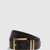 Reiss Black Brompton Leather Belt -Style Trend Shop U65 658s