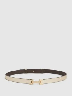 Reiss Gold Hayley Leather Square Hinge Belt -Style Trend Shop U70225s5