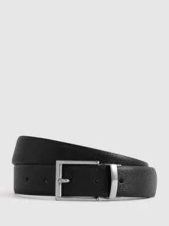 Reiss Black Ricky Reversible Leather Belt