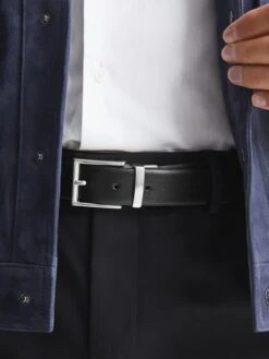 Reiss Black Ricky Reversible Leather Belt -Style Trend Shop U70735s3