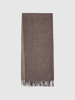 Reiss Taupe Picton Cashmere Blend Scarf