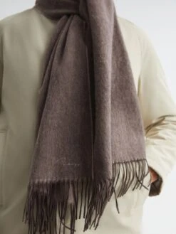 Reiss Taupe Picton Cashmere Blend Scarf -Style Trend Shop U76815s4
