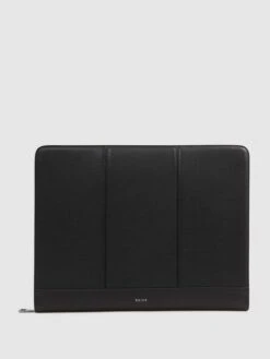 Reiss Black Carter Leather Folio