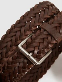 Reiss Chocolate Carlton Woven Leather Belt -Style Trend Shop U79571s4
