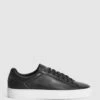 Reiss Black Finley Lace Up Leather Trainers -Style Trend Shop U98 970s