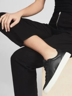 Reiss Black Finley Lace Up Leather Trainers -Style Trend Shop U98970s2