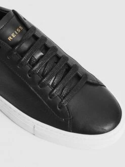 Reiss Black Finley Lace Up Leather Trainers -Style Trend Shop U98970s6