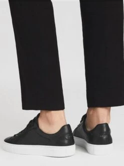 Reiss Black Finley Lace Up Leather Trainers -Style Trend Shop U98970s7