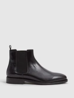 Reiss Black Tenor Leather Chelsea Boots