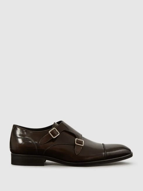 Reiss Brown Rivington Leather Monk Strap Shoes 3 Reiss Brown Rivington Leather Monk Strap Shoes