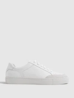 Reiss White Ashley Low Top Leather Trainers