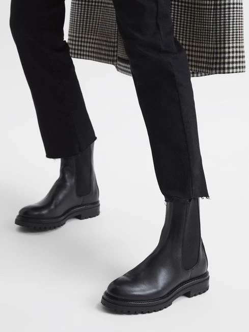 Reiss Black Thea Boots Leather Pull On Chelsea Boots 5 Reiss Black Thea Boots Leather Pull On Chelsea Boots - Image 3