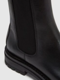 Reiss Black Thea Boots Leather Pull On Chelsea Boots 12 Reiss Black Thea Boots Leather Pull On Chelsea Boots -Style Trend Shop U99060s5