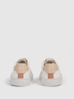 Reiss White/Mineral Pink Ashley Low Top Leather Trainers -Style Trend Shop U99236s6