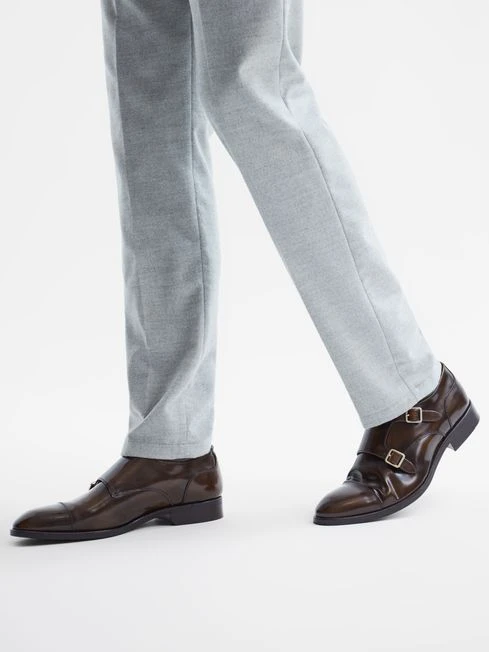 Reiss Brown Rivington Leather Monk Strap Shoes 4 Reiss Brown Rivington Leather Monk Strap Shoes - Image 2