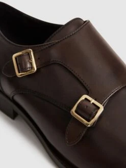 Reiss Brown Rivington Leather Monk Strap Shoes 12 Reiss Brown Rivington Leather Monk Strap Shoes -Style Trend Shop U99256s5
