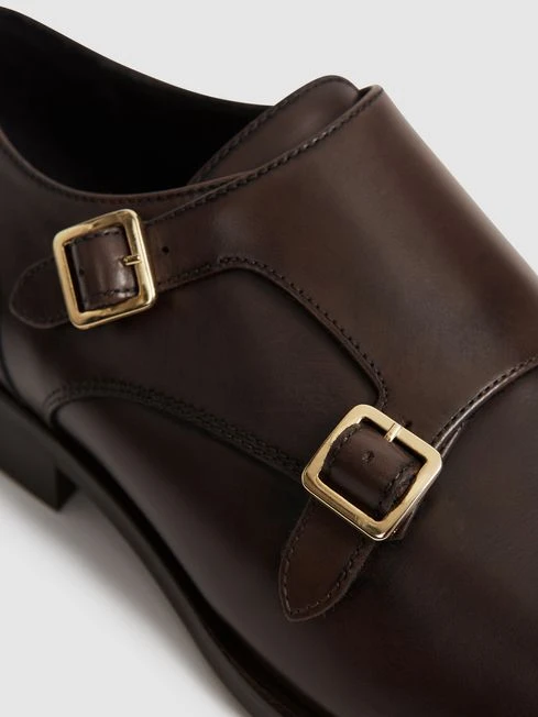 Reiss Brown Rivington Leather Monk Strap Shoes 7 Reiss Brown Rivington Leather Monk Strap Shoes - Image 5