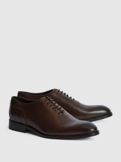 Reiss Dark Brown Bay Leather Whole Cut Shoes -Style Trend Shop U99258s4