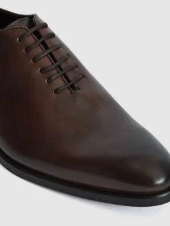 Reiss Dark Brown Bay Leather Whole Cut Shoes -Style Trend Shop U99258s6