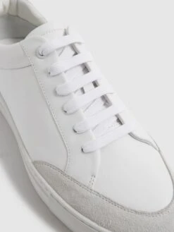 Reiss White Ashley Low Top Leather Trainers -Style Trend Shop U99269s3
